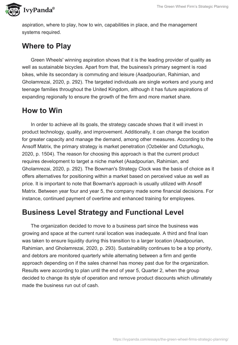 The Green Wheel Firm’s Strategic Planning. Page 3