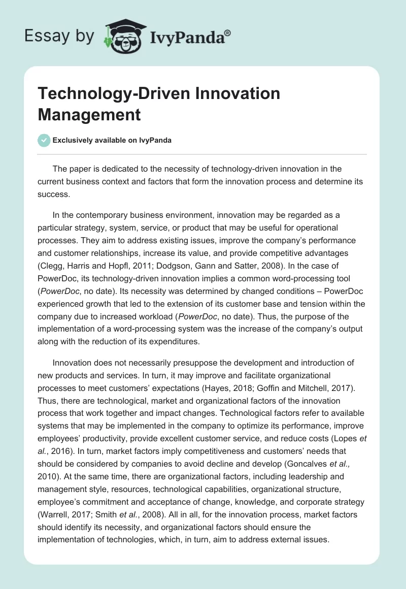 Technology-Driven Innovation Management. Page 1