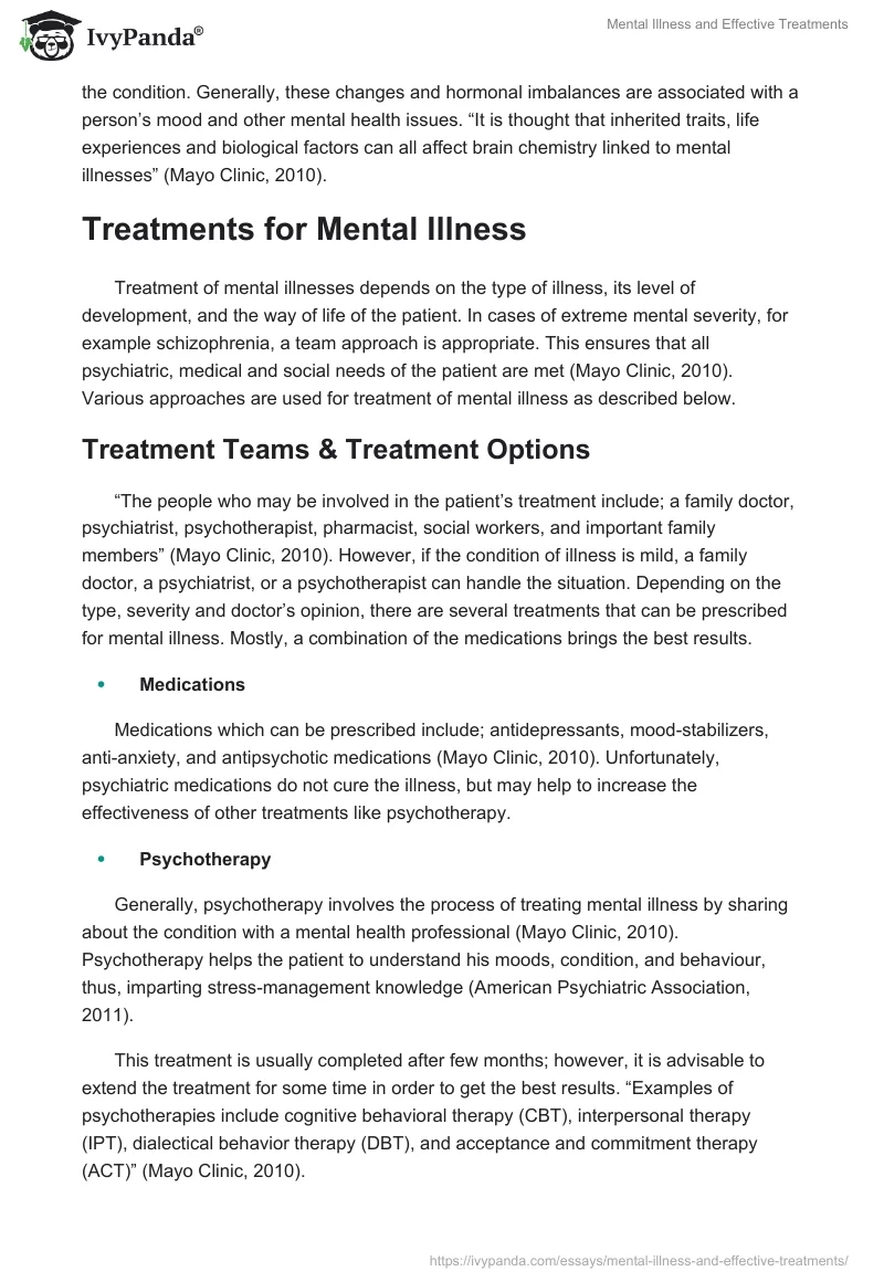 Mental Illness and Effective Treatments. Page 2