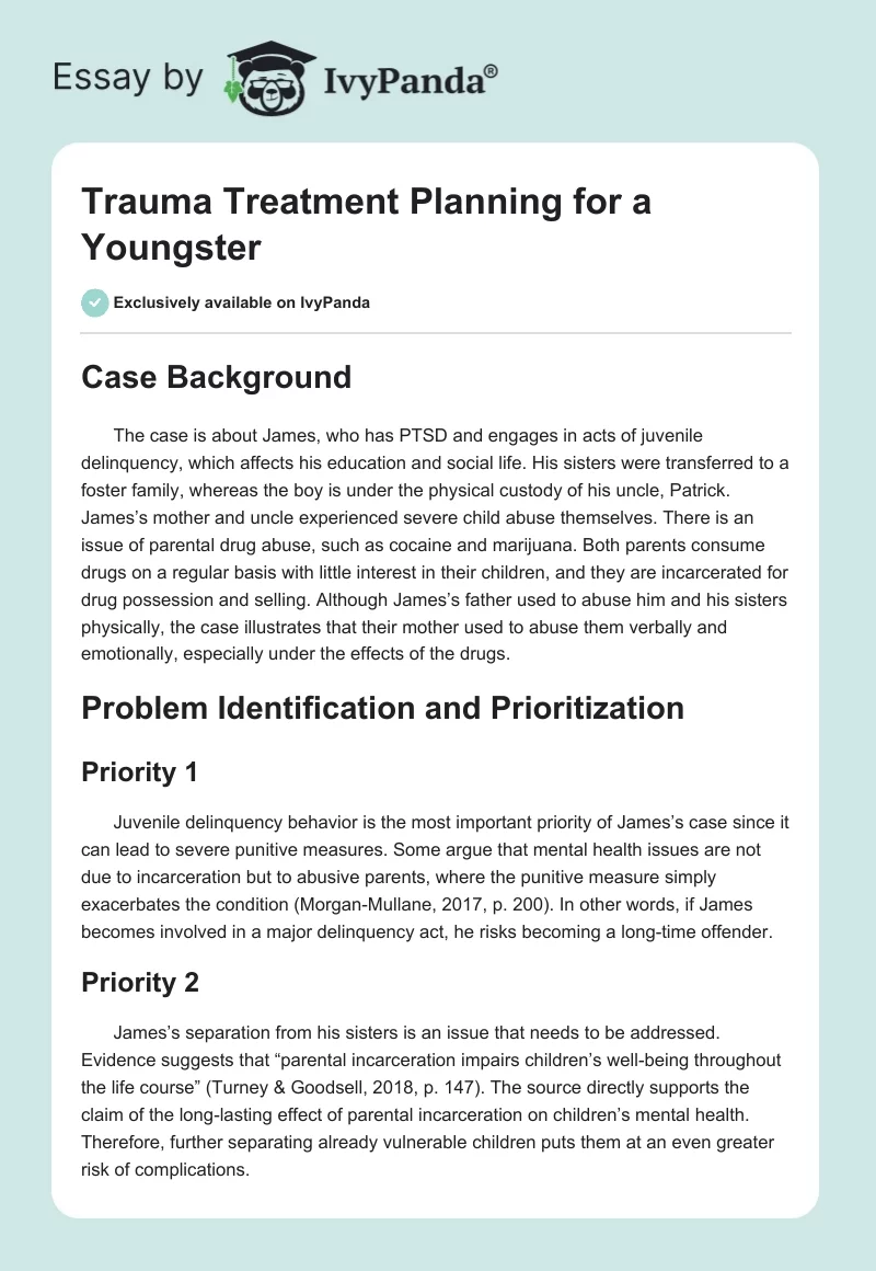 Trauma Treatment Planning for a Youngster. Page 1