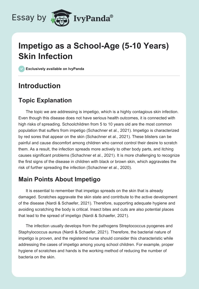 Impetigo as a School-Age (5-10 Years) Skin Infection. Page 1