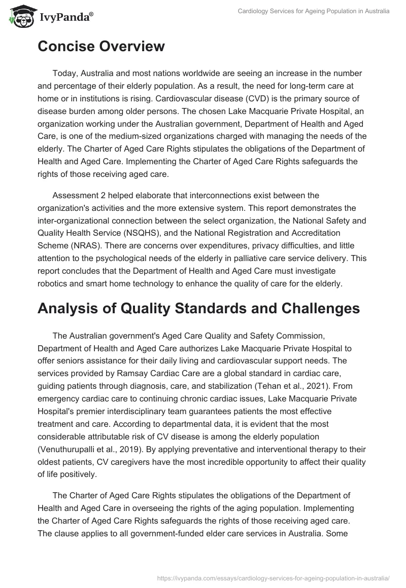 Cardiology Services for Ageing Population in Australia. Page 2