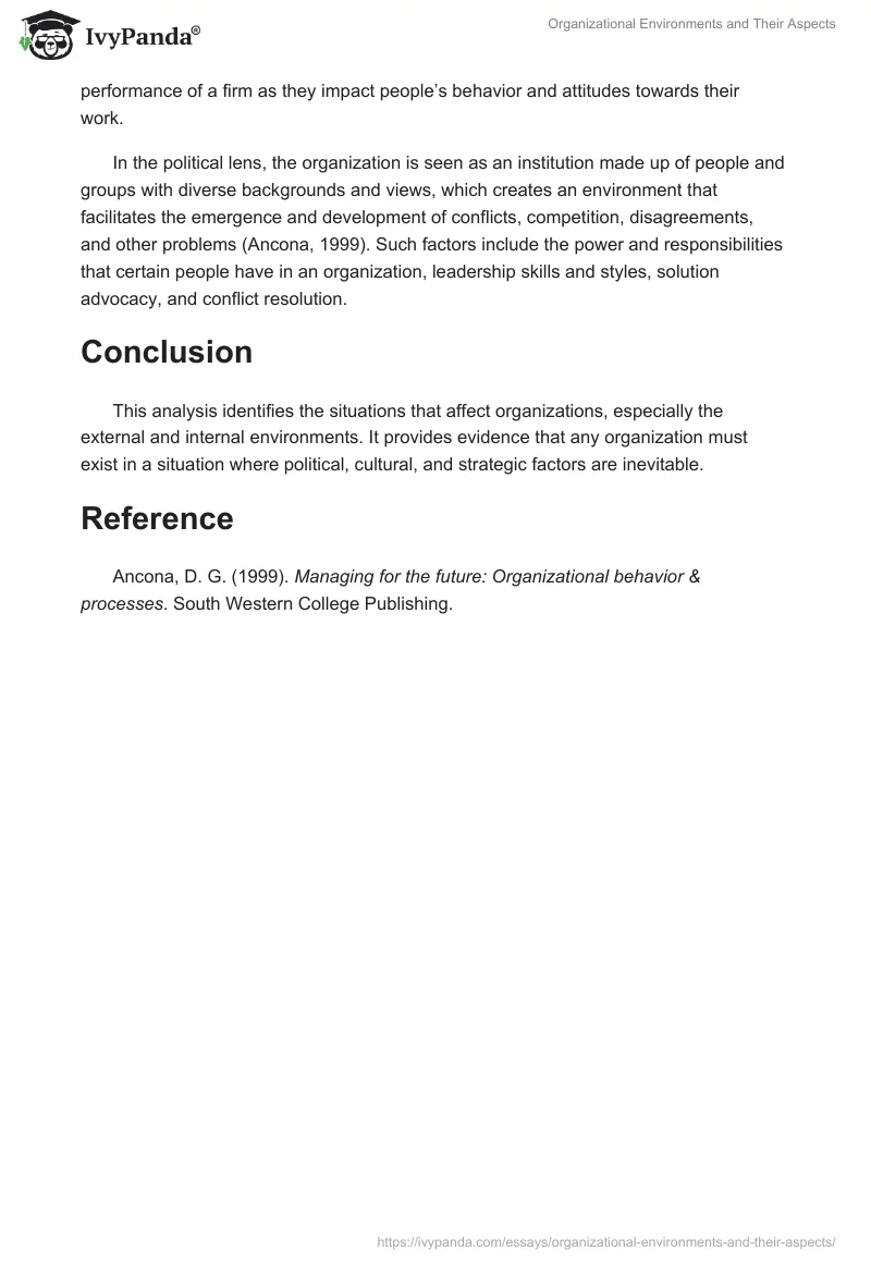 Organizational Environments and Their Aspects. Page 2
