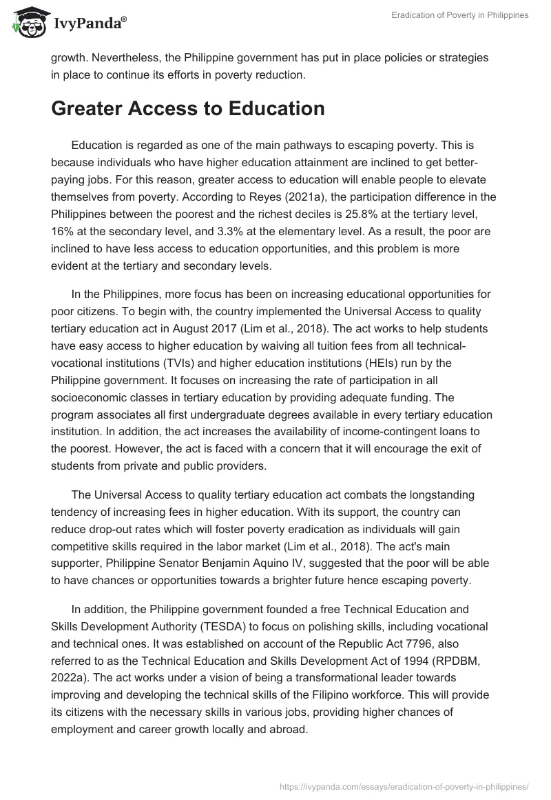 Eradication of Poverty in Philippines. Page 3