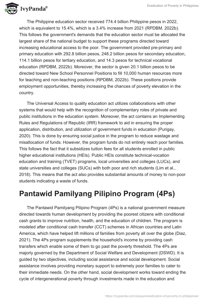 Eradication of Poverty in Philippines. Page 4