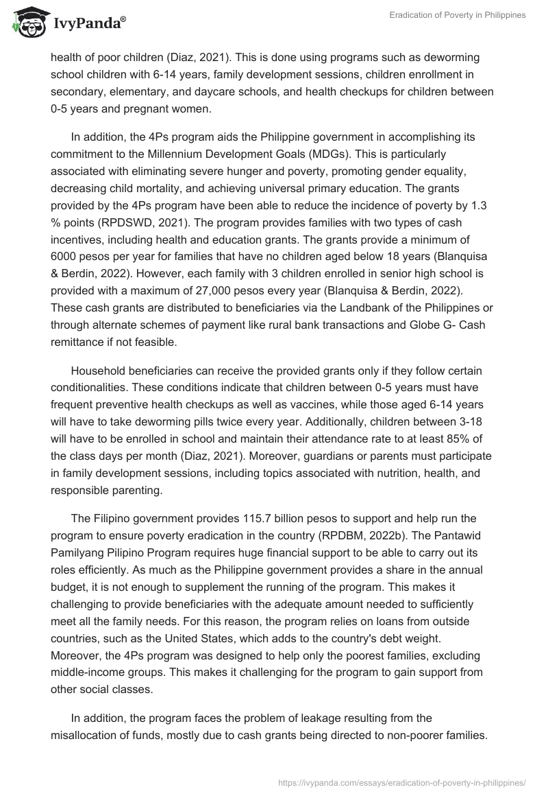 Eradication of Poverty in Philippines. Page 5
