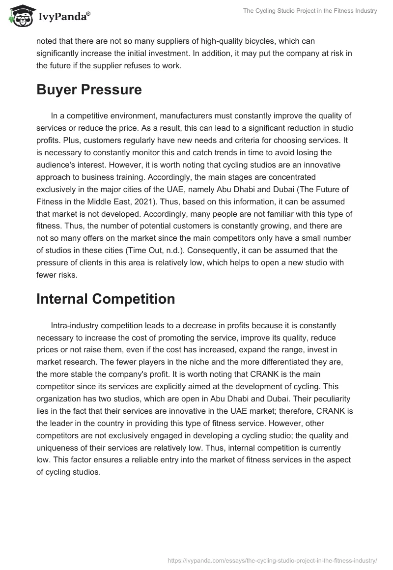 The Cycling Studio Project in the Fitness Industry. Page 2