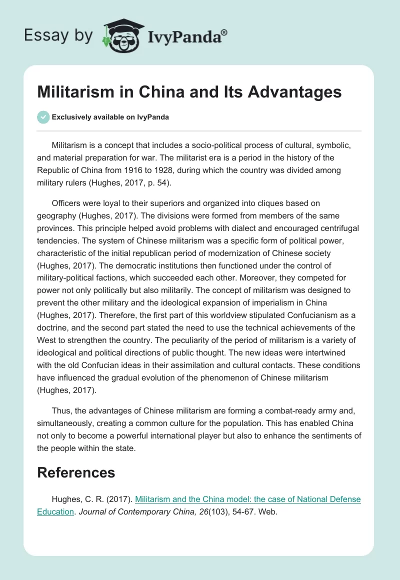Militarism in China and Its Advantages. Page 1