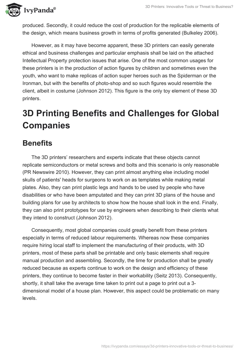3D Printers: Innovative Tools or Threat to Business?. Page 2