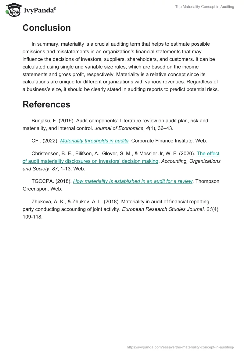 The Materiality Concept in Auditing. Page 3