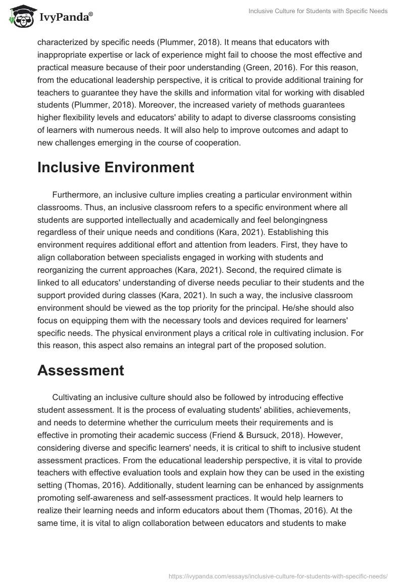 Inclusive Culture for Students with Specific Needs. Page 4