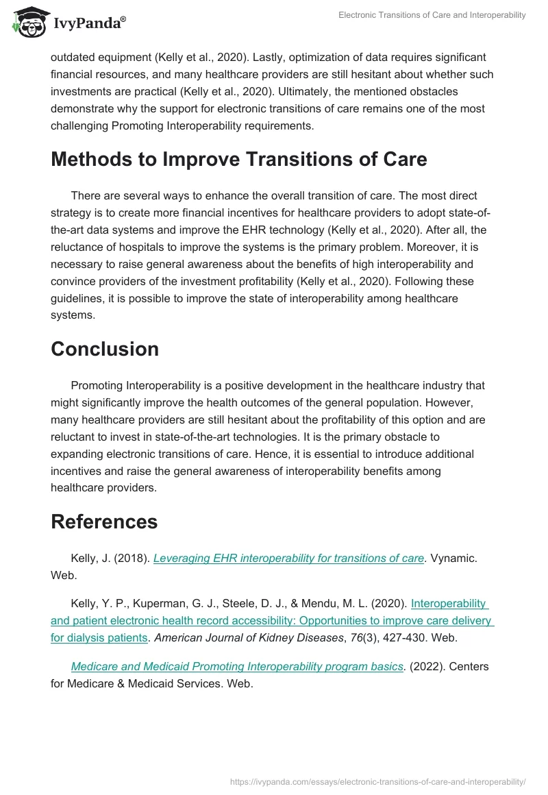 Electronic Transitions of Care and Interoperability. Page 2