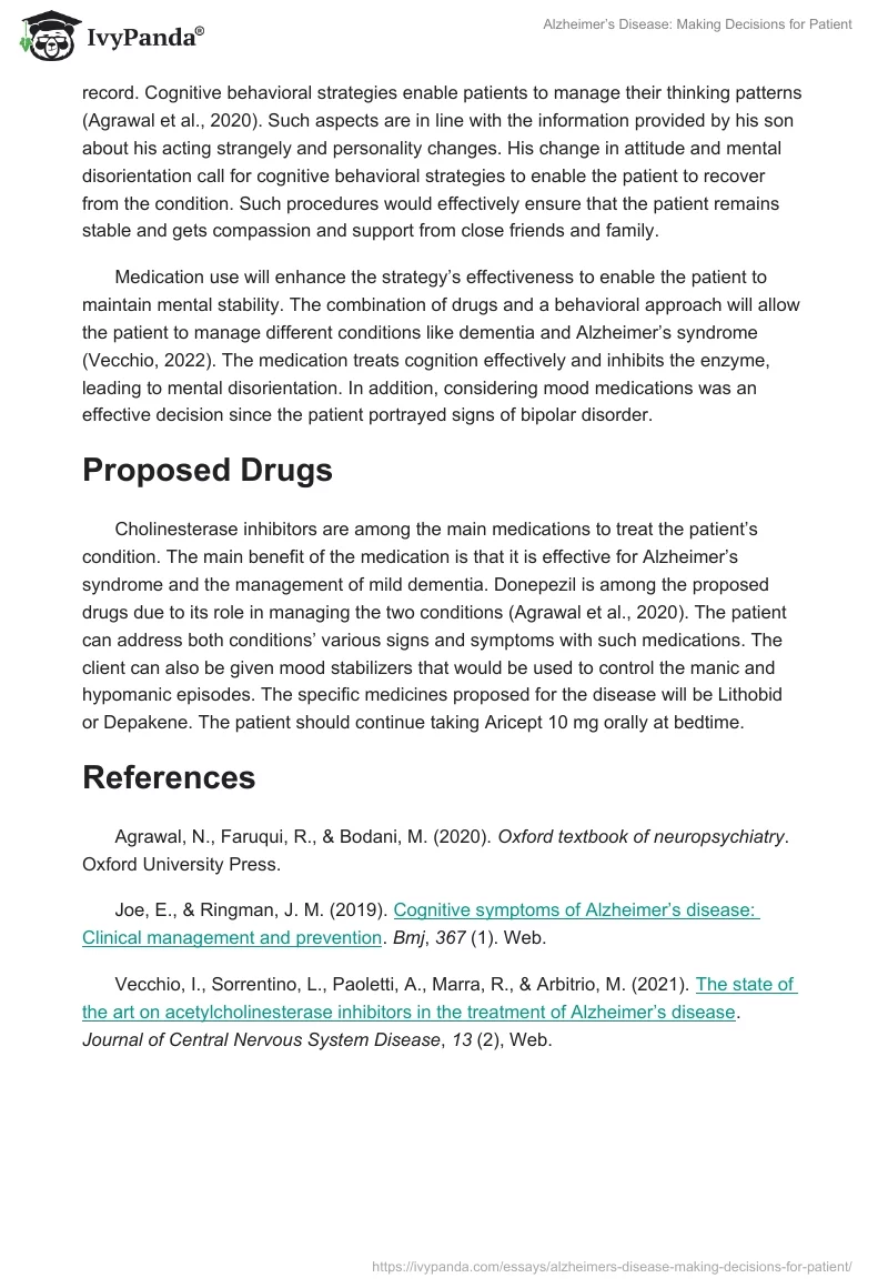 Alzheimer’s Disease: Making Decisions for Patient. Page 2