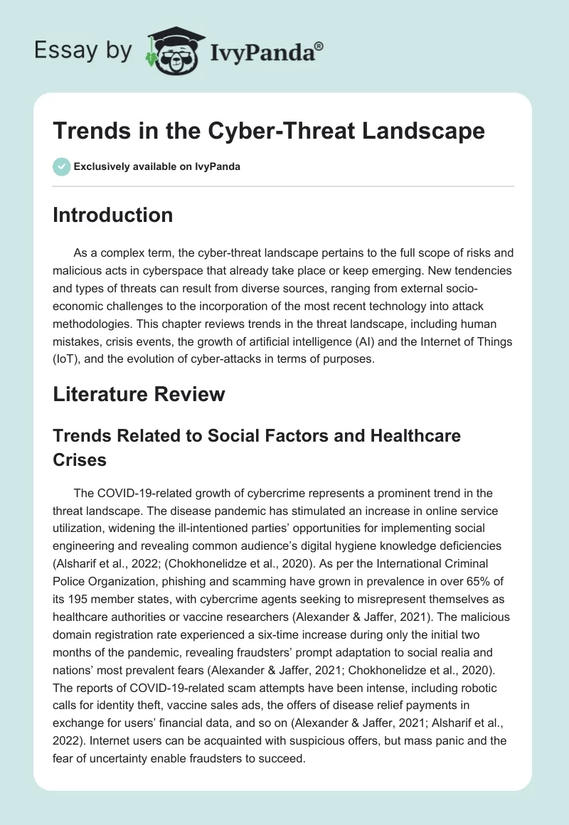 Trends in the Cyber-Threat Landscape. Page 1