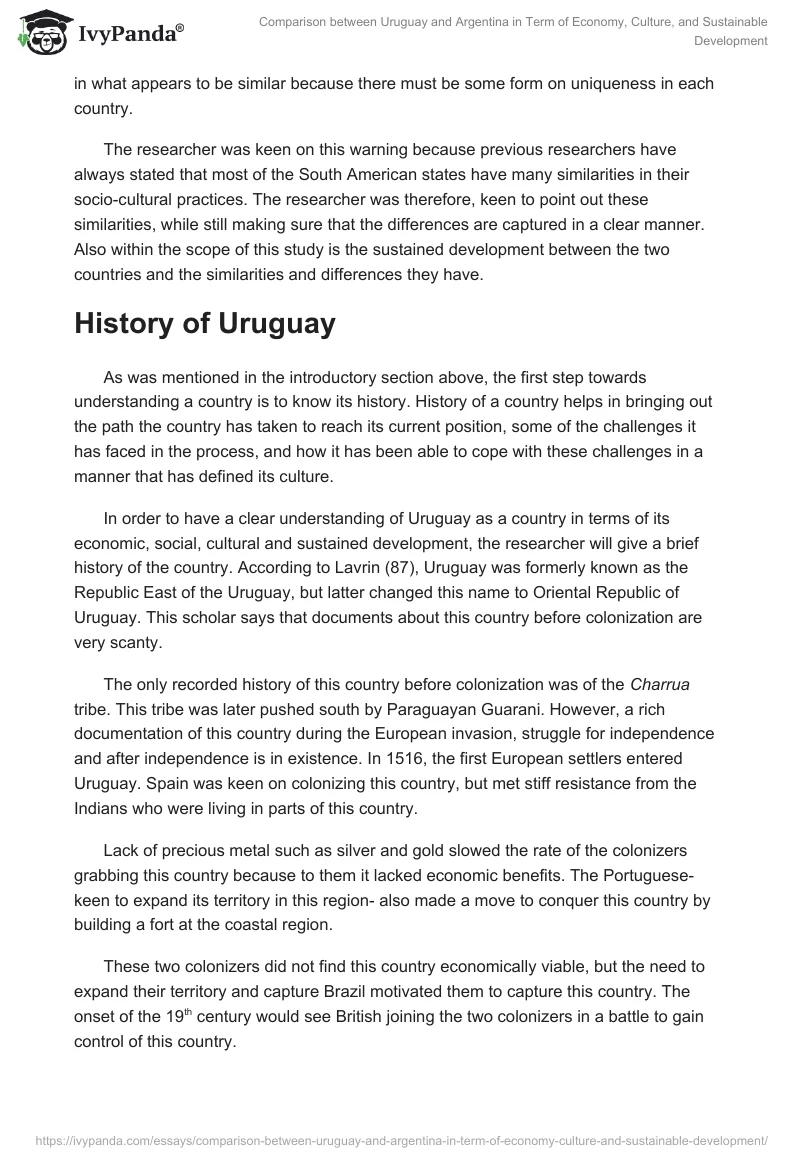 Comparison Between Uruguay and Argentina in Term of Economy, Culture, and Sustainable Development. Page 2