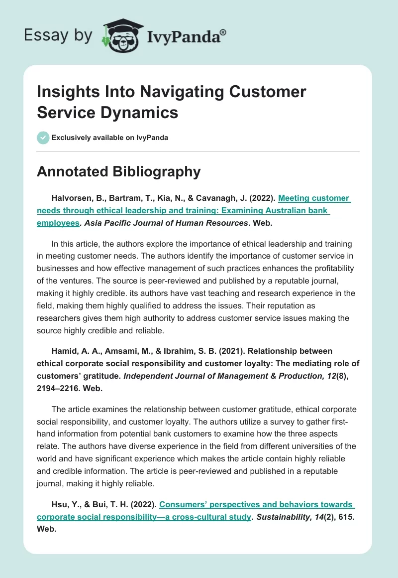 Insights Into Navigating Customer Service Dynamics. Page 1