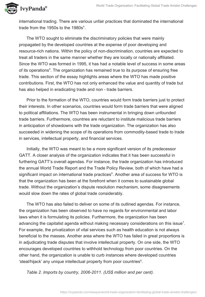 World Trade Organization: Facilitating Global Trade Amidst Challenges. Page 3