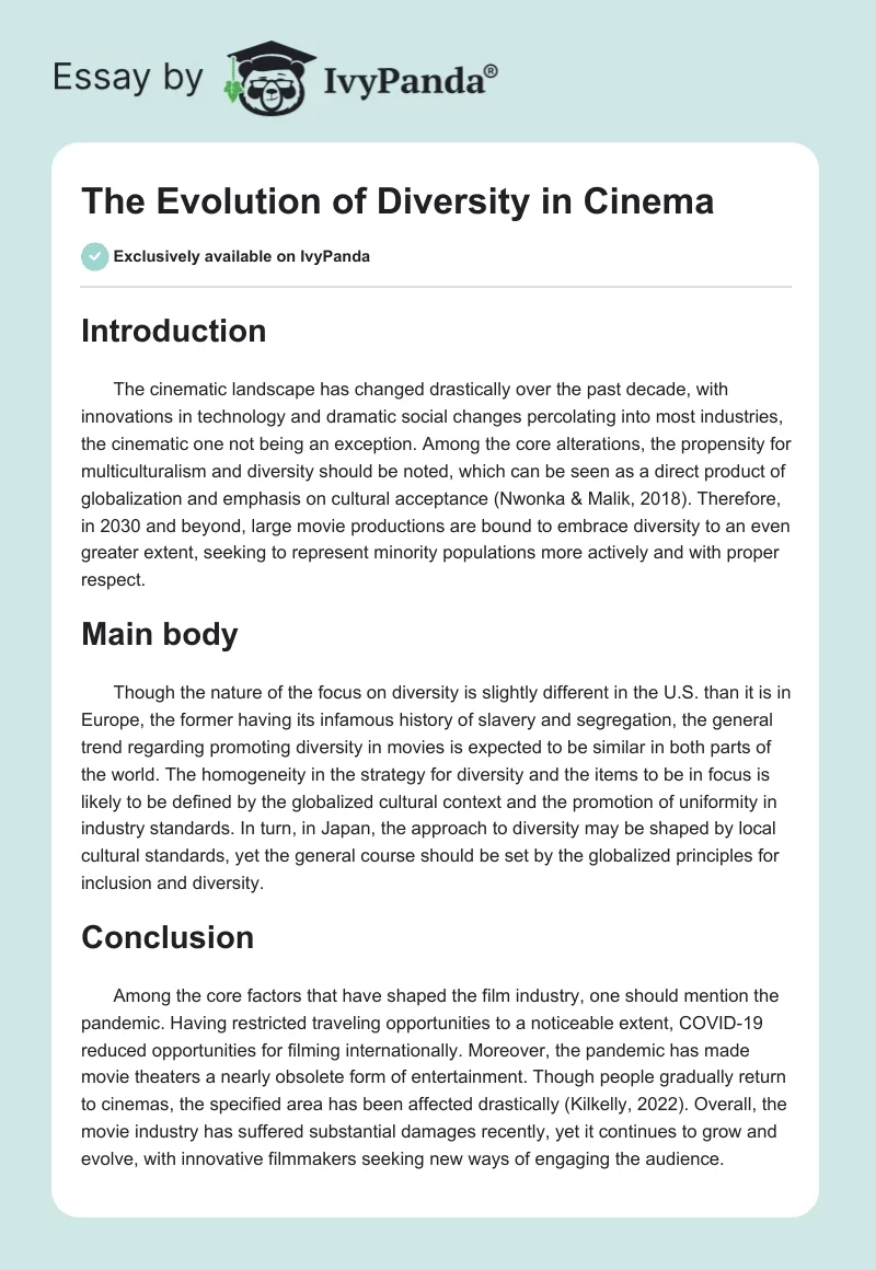 The Evolution of Diversity in Cinema. Page 1