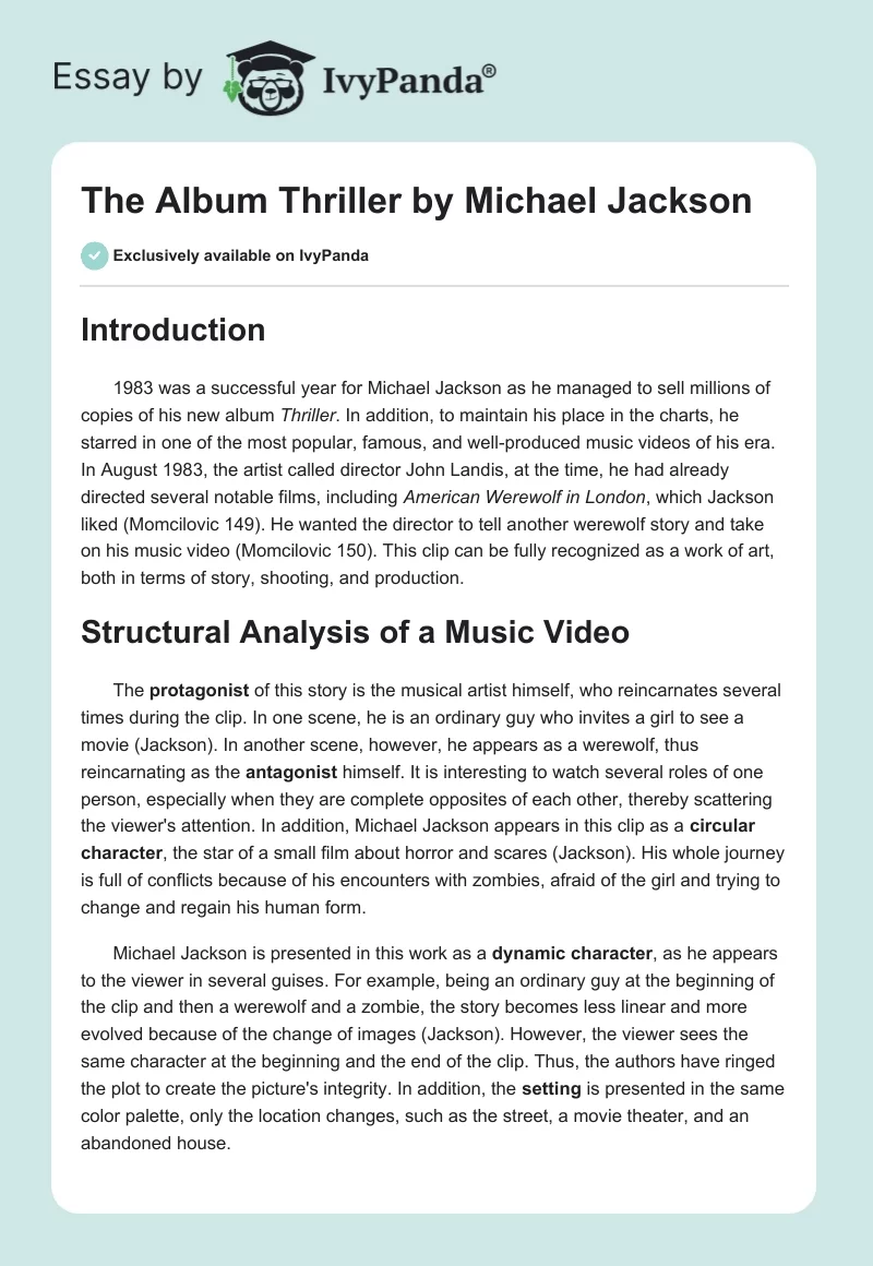 The Album "Thriller" by Michael Jackson. Page 1