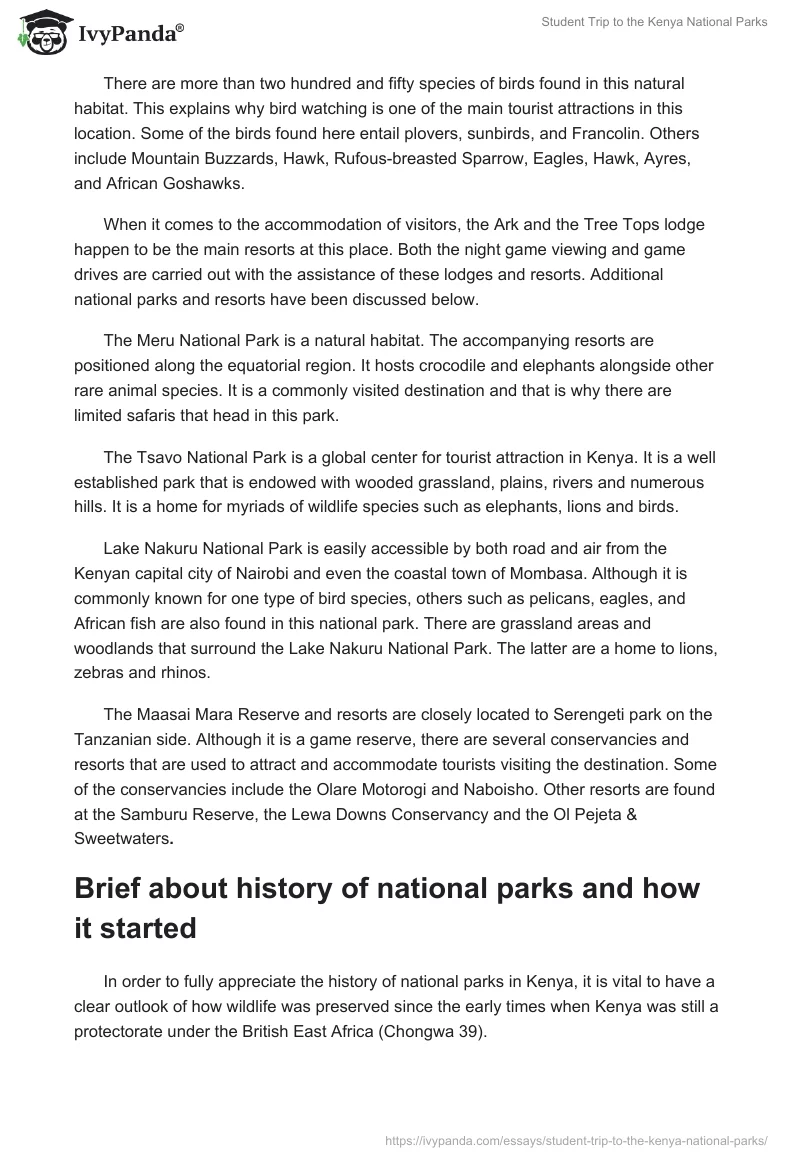 Student Trip to the Kenya National Parks. Page 3