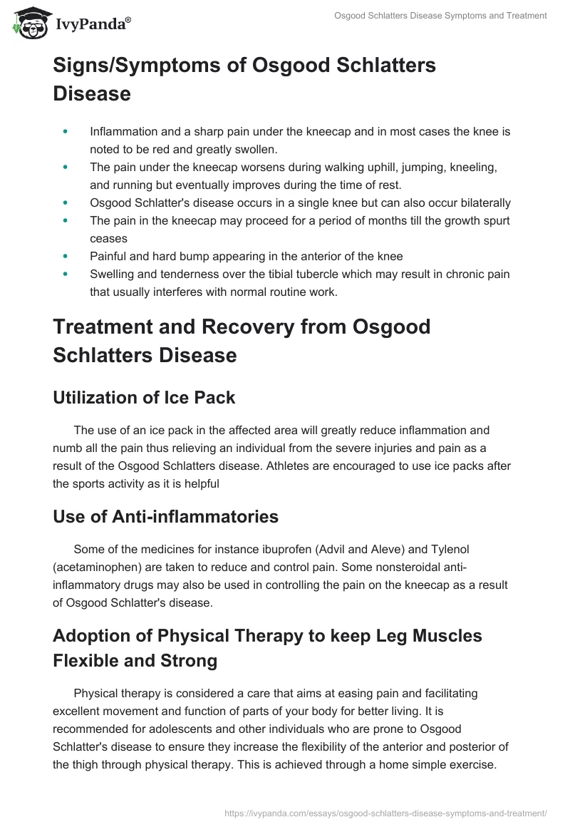 Osgood Schlatters Disease Symptoms and Treatment. Page 3