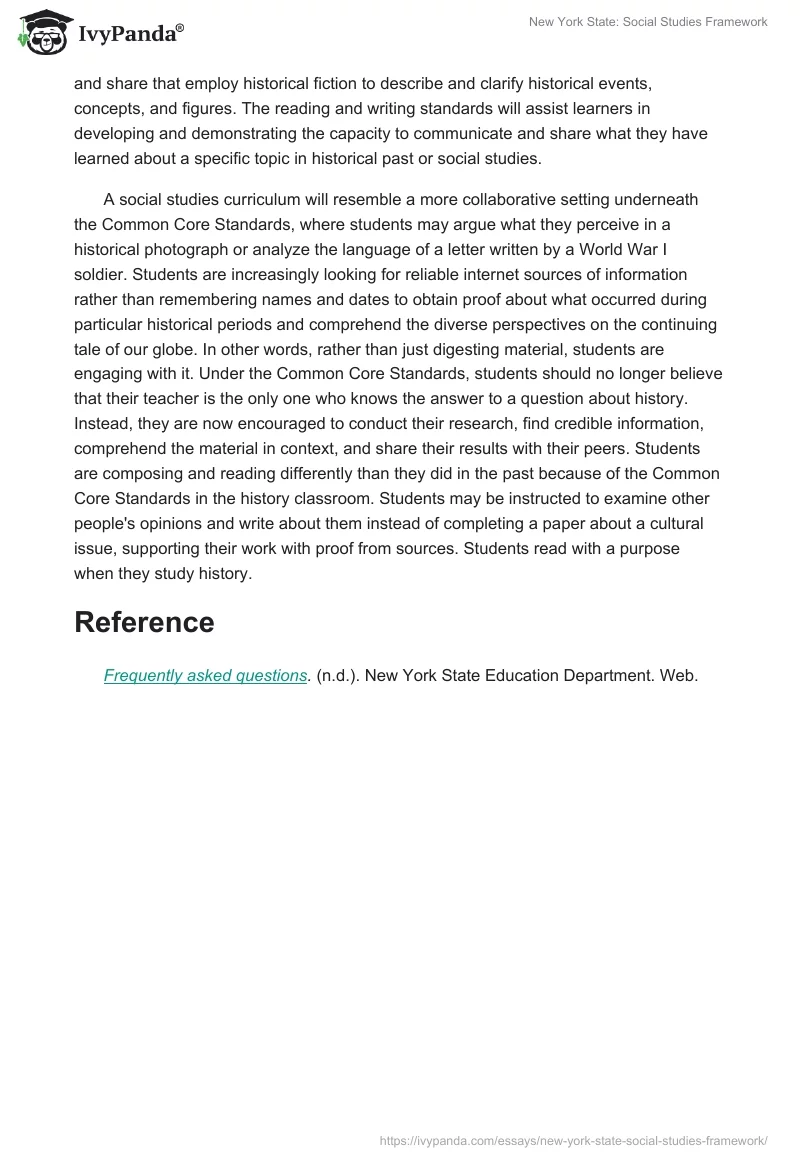New York State: Social Studies Framework. Page 2