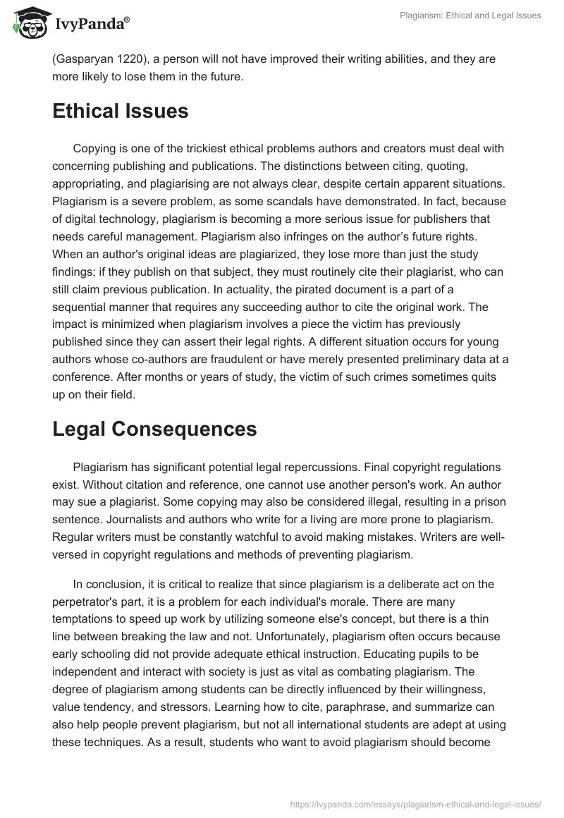 Plagiarism: Ethical and Legal Issues. Page 2