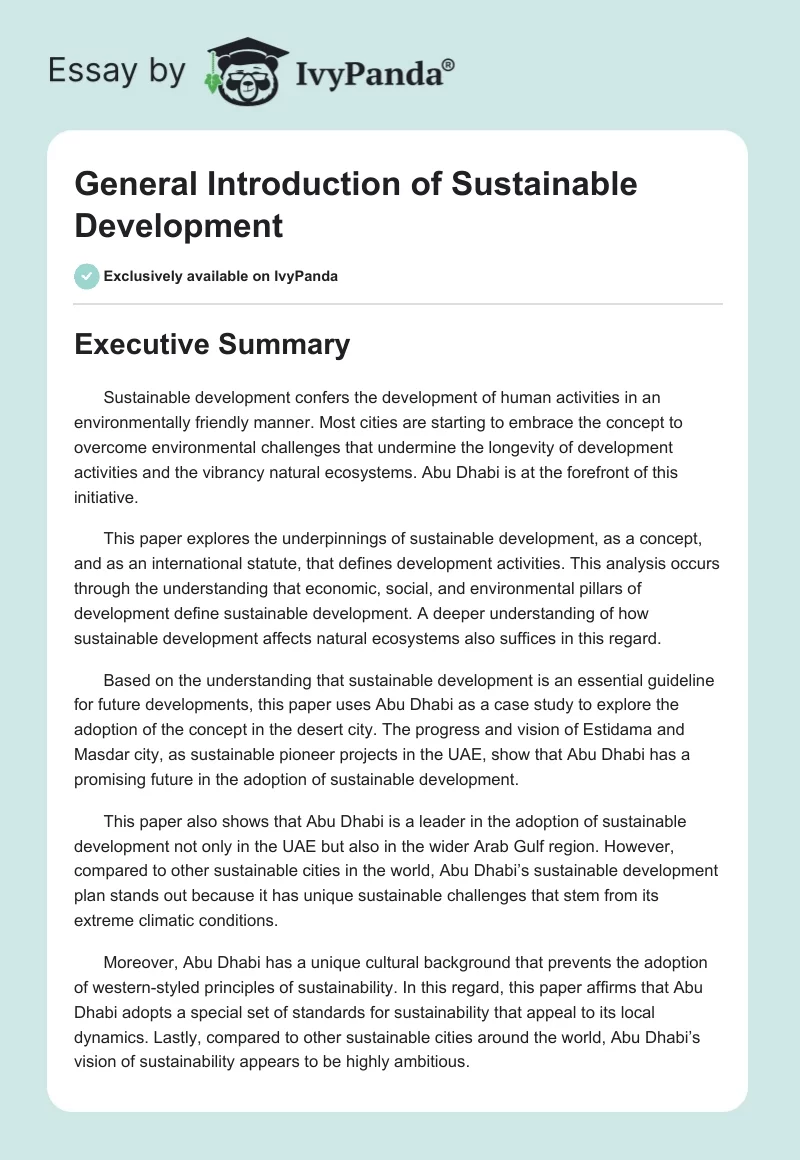 General Introduction of Sustainable Development. Page 1