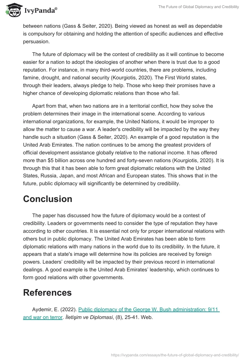 The Future of Global Diplomacy and Credibility. Page 2