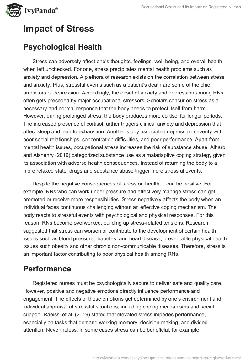 Occupational Stress and Its Impact on Registered Nurses. Page 5