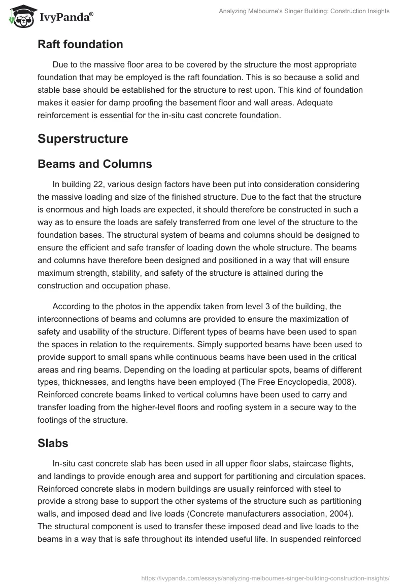 Analyzing Melbourne's Singer Building: Construction Insights. Page 2