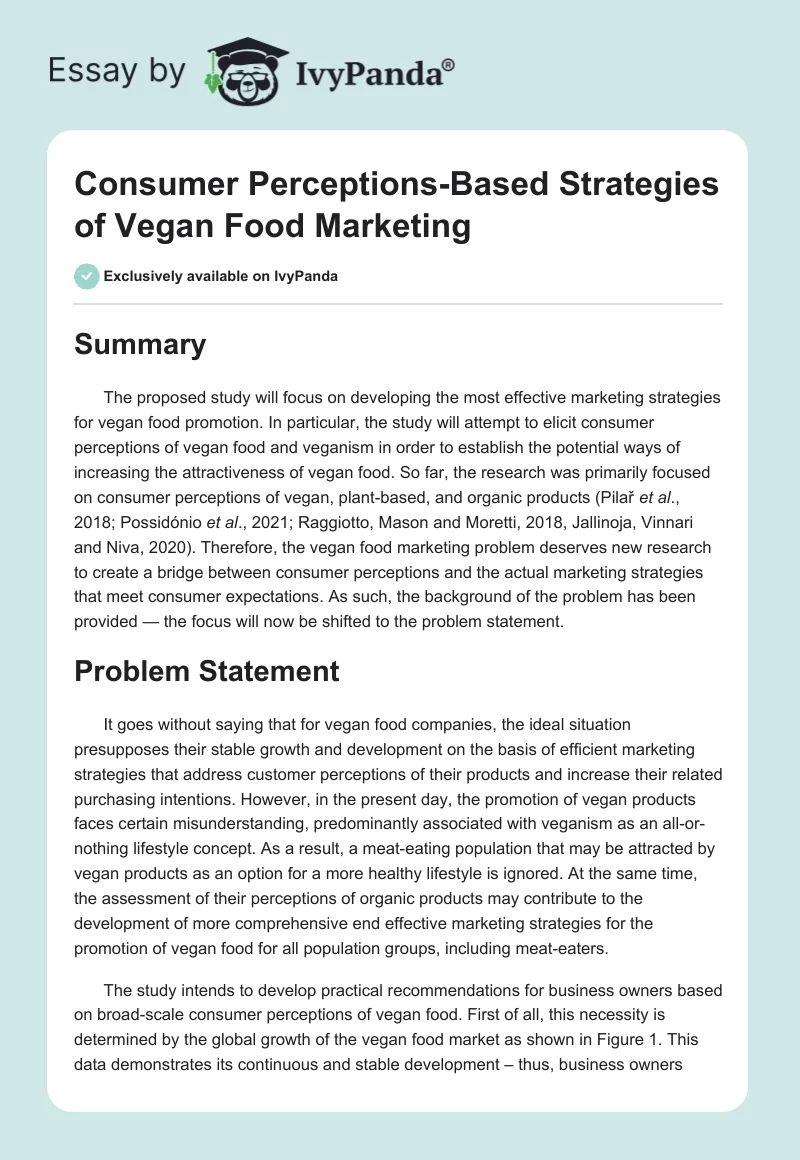 Consumer Perceptions-Based Strategies of Vegan Food Marketing. Page 1