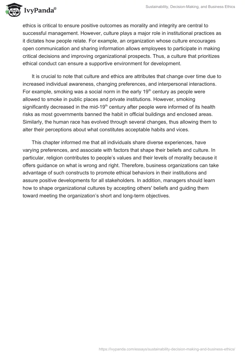Sustainability, Decision-Making, and Business Ethics. Page 2