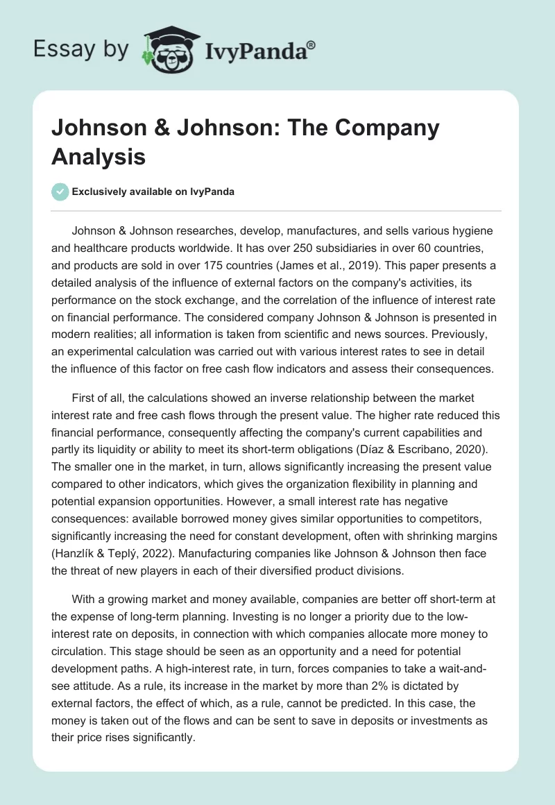 Johnson & Johnson: The Company Analysis. Page 1
