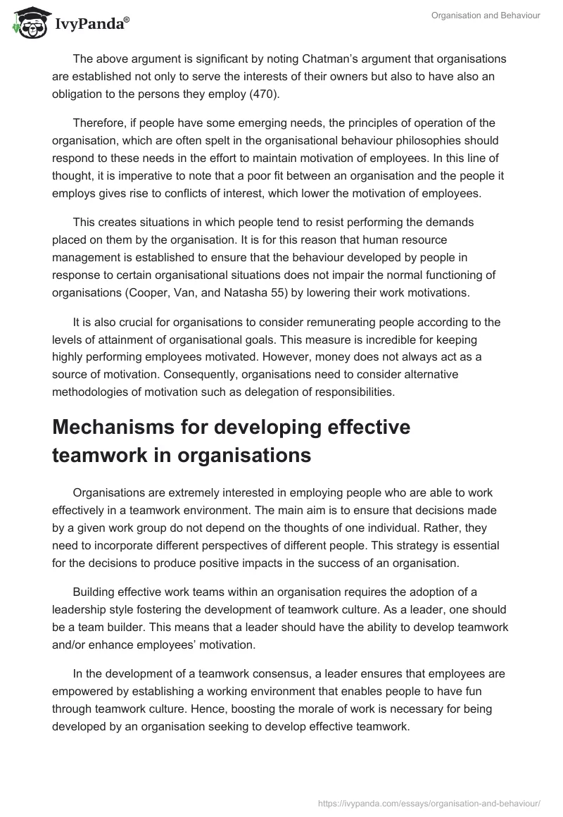 Organisation and Behaviour. Page 5