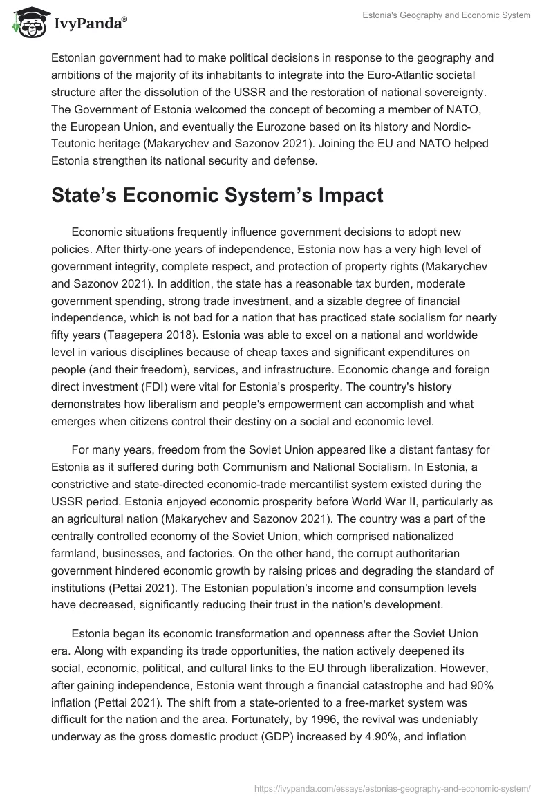 Estonia's Geography and Economic System. Page 2