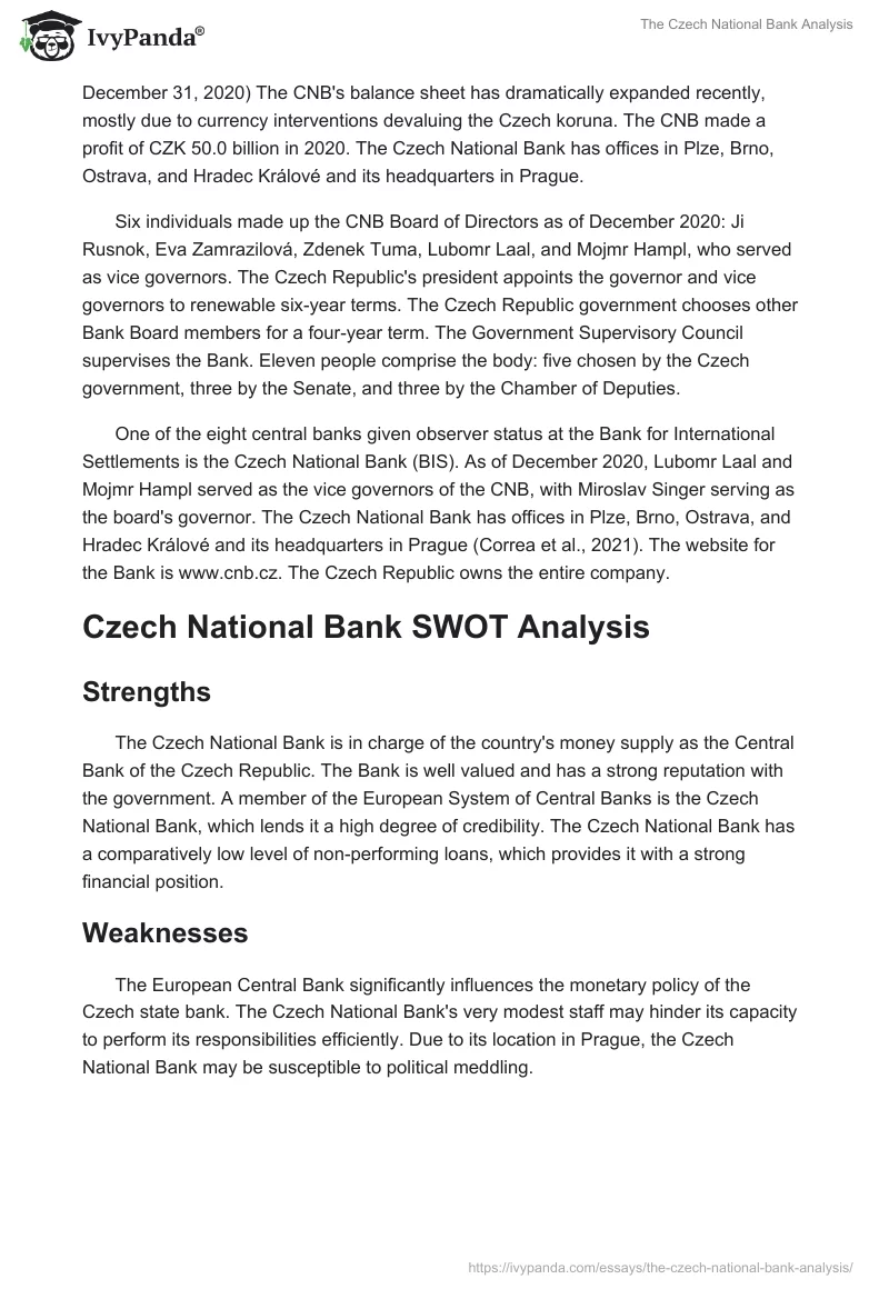 The Czech National Bank Analysis. Page 2
