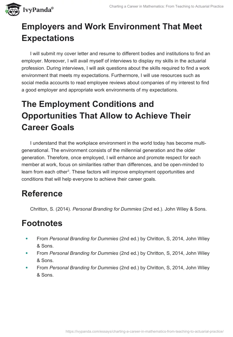 Charting a Career in Mathematics: From Teaching to Actuarial Practice. Page 4