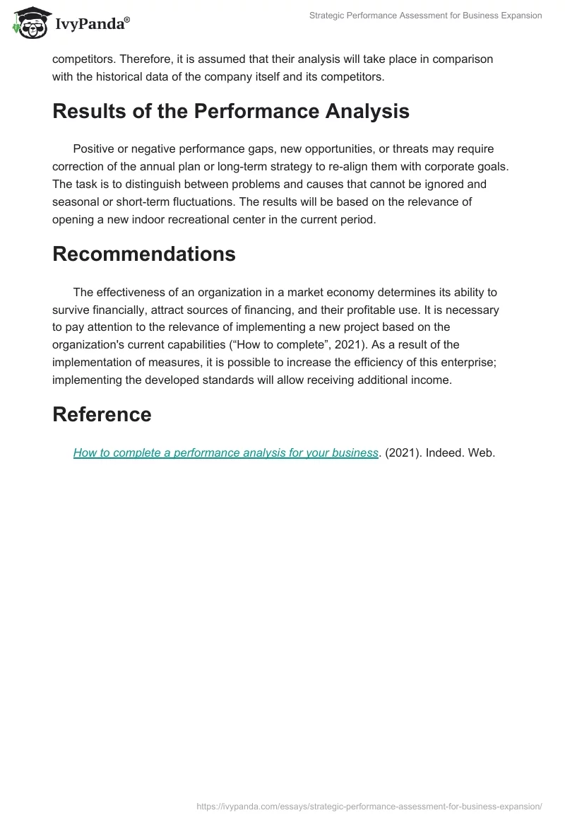 Strategic Performance Assessment for Business Expansion. Page 2