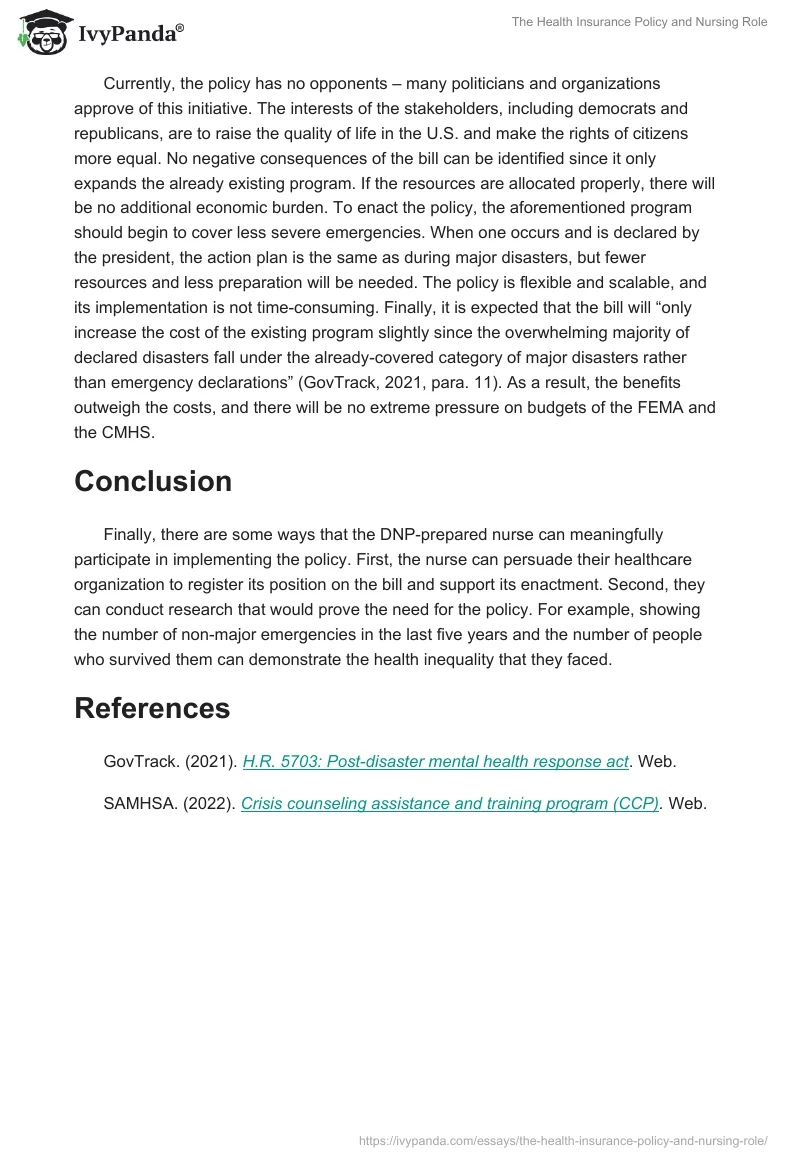 The Health Insurance Policy and Nursing Role. Page 2
