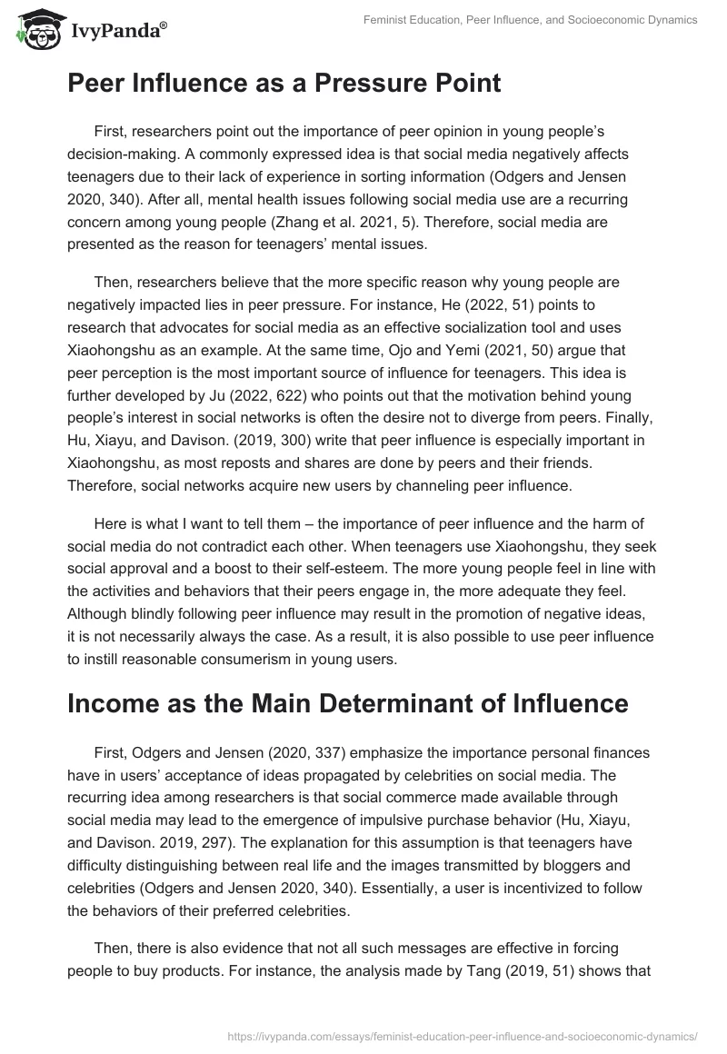 Feminist Education, Peer Influence, and Socioeconomic Dynamics. Page 2