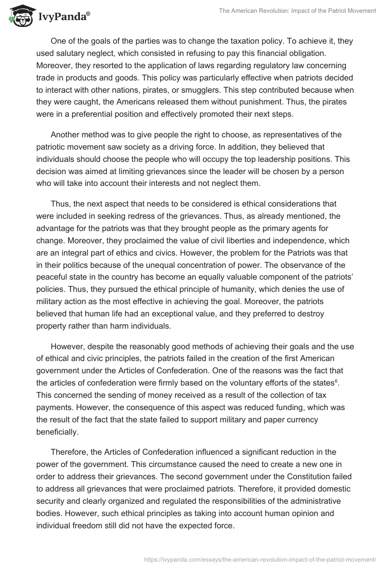 The American Revolution: Impact of the Patriot Movement. Page 2