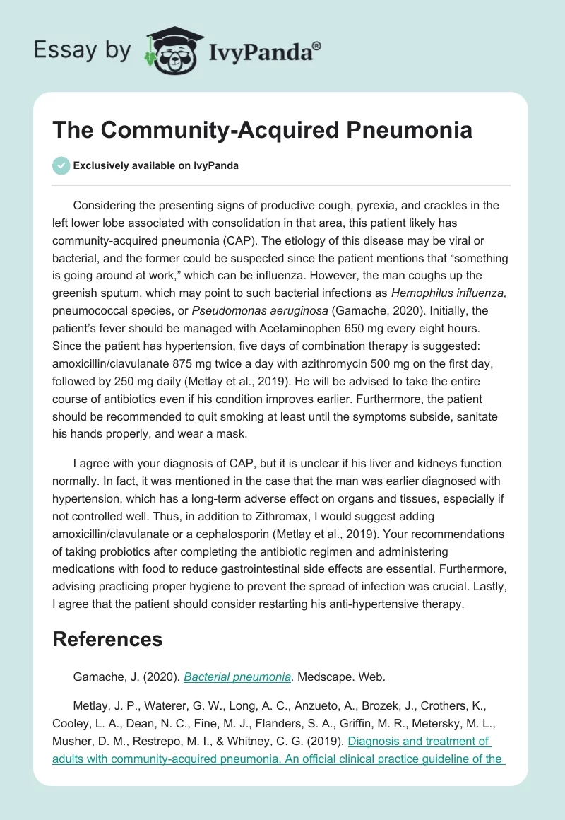 The Community-Acquired Pneumonia. Page 1