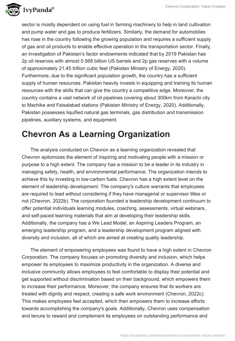 Chevron Corporation: Value Creation. Page 5
