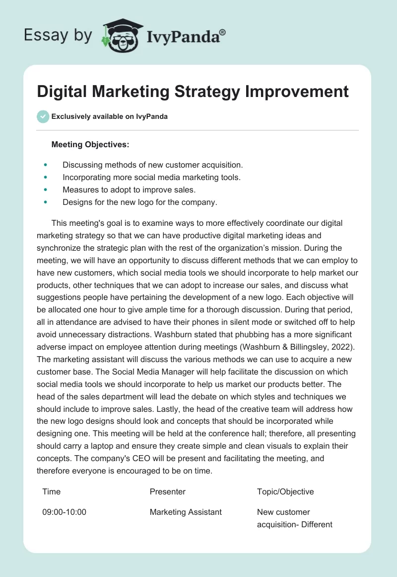 Digital Marketing Strategy Improvement. Page 1
