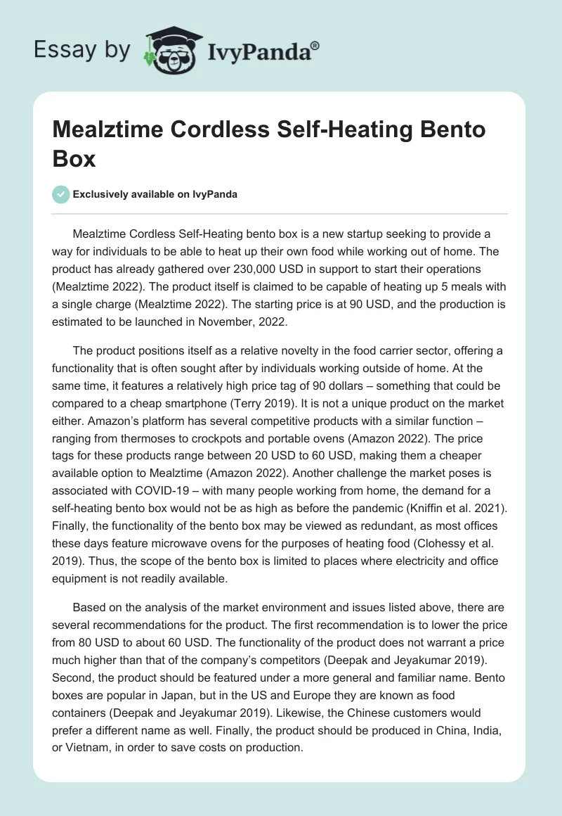 Mealztime Cordless Self-Heating Bento Box. Page 1