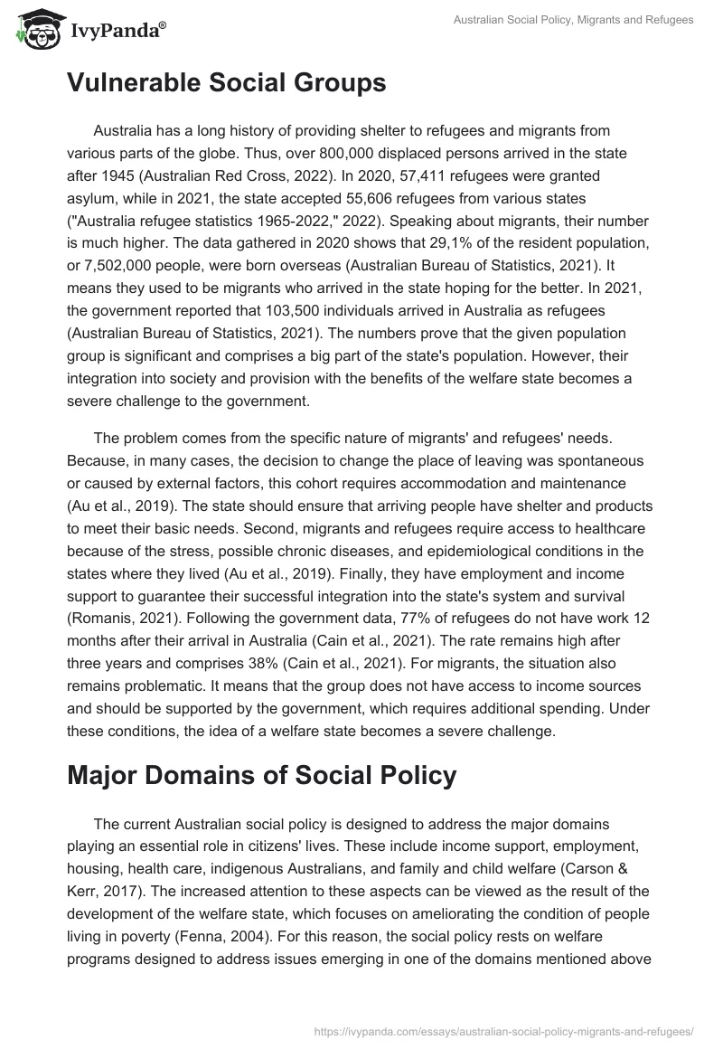 Australian Social Policy, Migrants and Refugees. Page 2