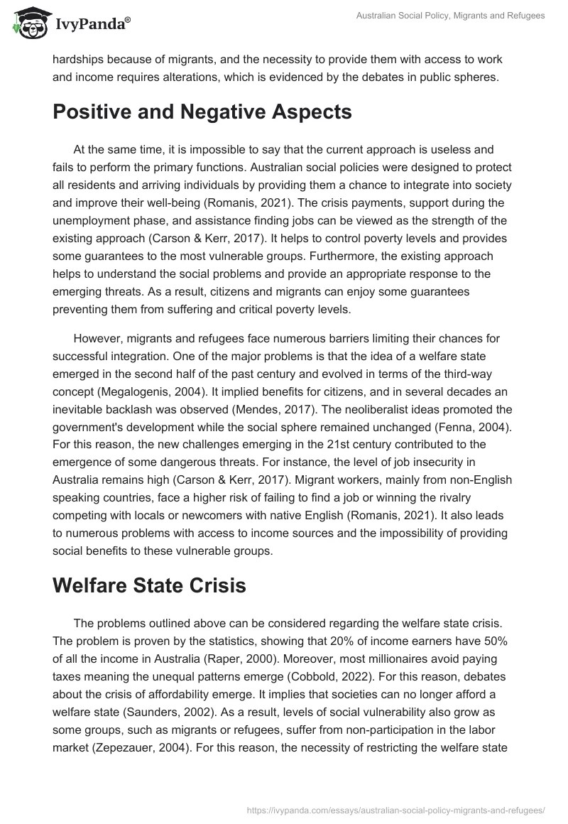 Australian Social Policy, Migrants and Refugees. Page 4