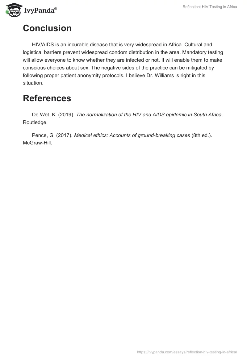 Reflection: HIV Testing in Africa. Page 2