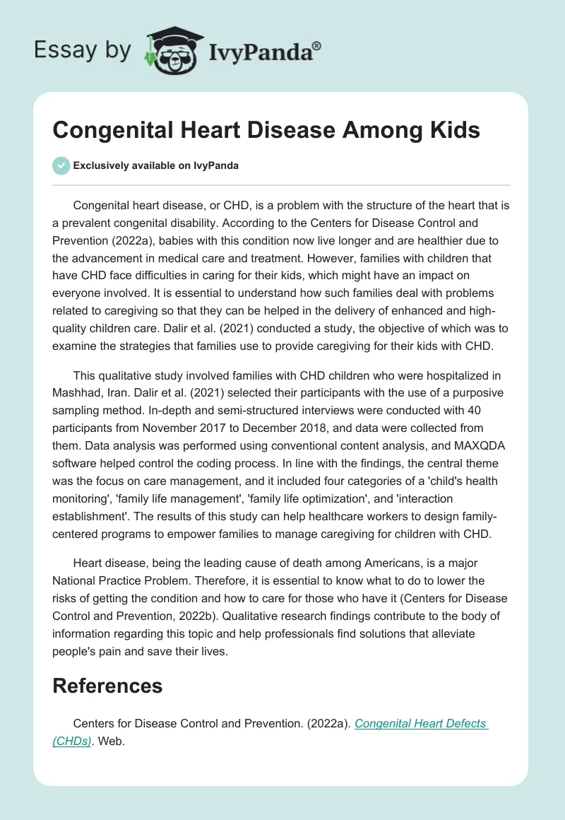 Congenital Heart Disease Among Kids. Page 1